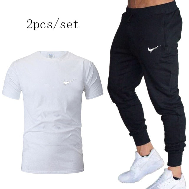 Jogging Pants Men GYM Training Pants Sportswear Jog Sports Pants+T shirt Men