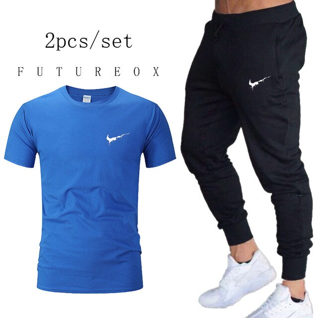 Jogging Pants Men GYM Training Pants Sportswear Jog Sports Pants+T shirt Men