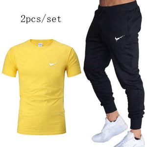 Jogging Pants Men GYM Training Pants Sportswear Jog Sports Pants+T shirt Men