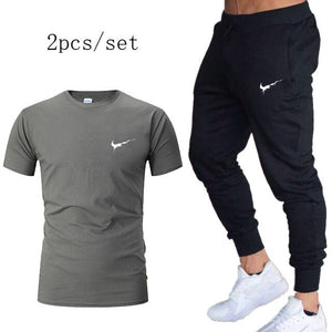 Jogging Pants Men GYM Training Pants Sportswear Jog Sports Pants+T shirt Men