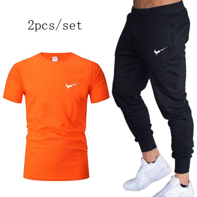 Jogging Pants Men GYM Training Pants Sportswear Jog Sports Pants+T shirt Men