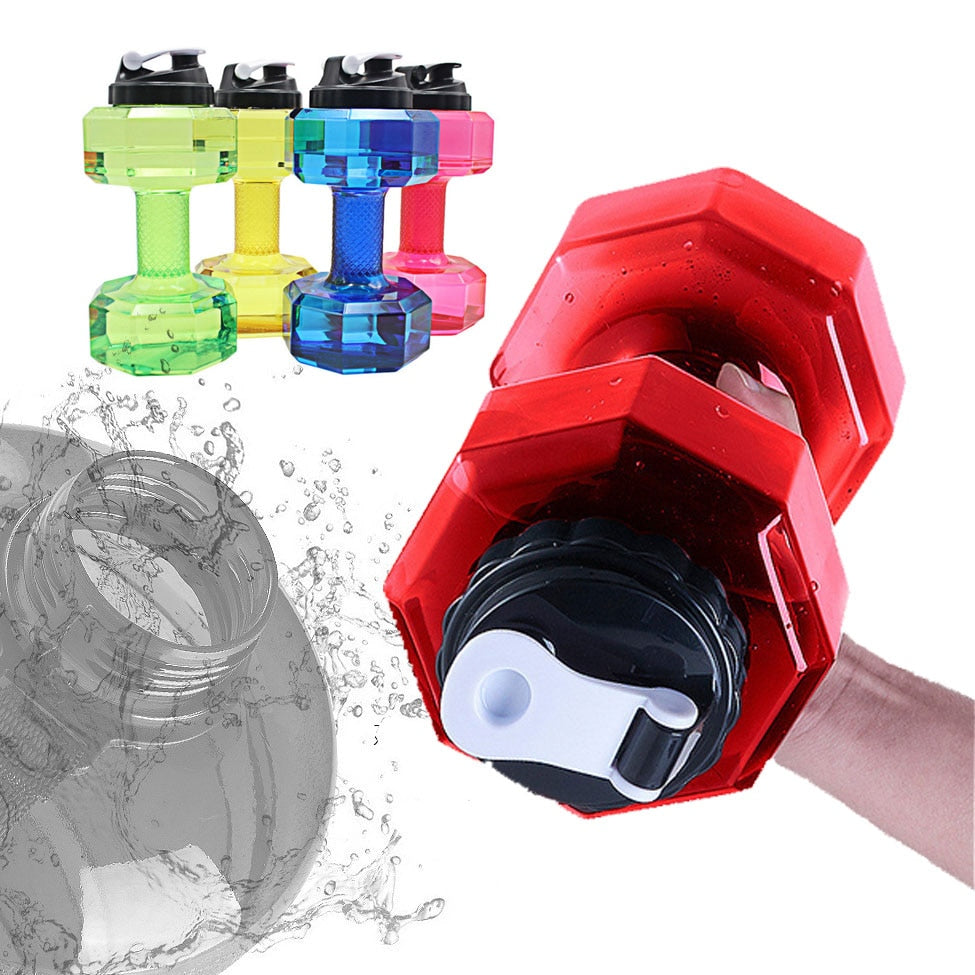 2.2 L Natural Hiking Dumbbell Gym Sport Bottle Portable Water Bottle Men's Plastic Large Water Cup Fitness Cup Dumbbell