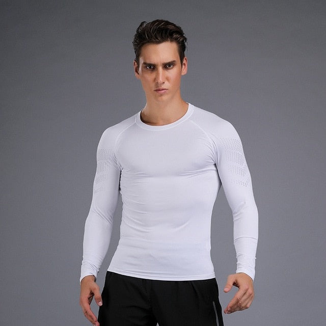 Long Sleeve Running Shirt Men Training Sports T-shirt Elastic Tight