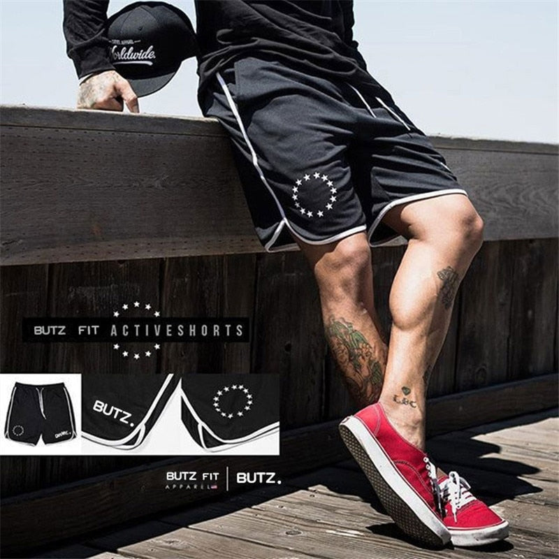 NEW Running Shorts Men Fitness Gym Shorts printing Sport Shorts Workout Jogging