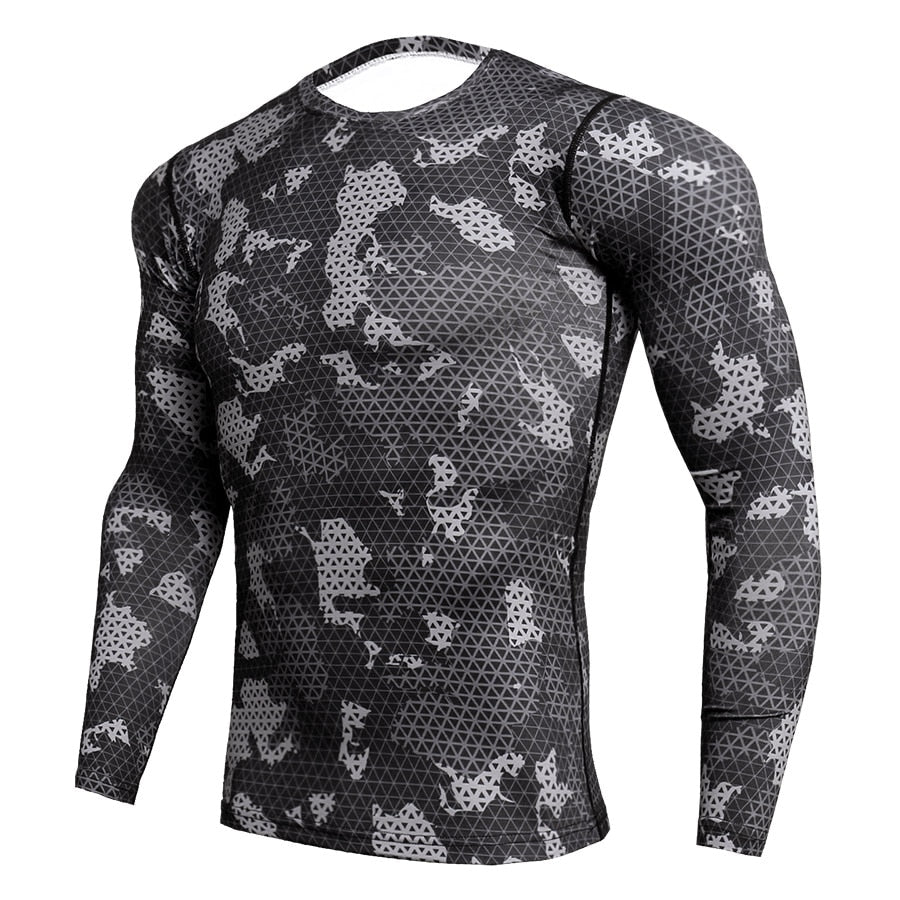 Quick Dry Male Gym Workout t shirt Long Sleeve Sport Shirt Men Camouflage Fitness