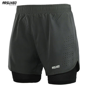 Men's Running Shorts 2 in 1 Quick Dry Sport Shorts Athletic Training Fitness Short