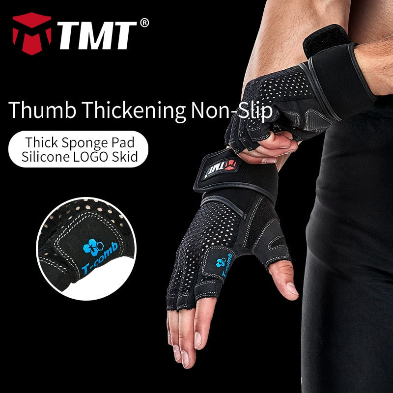 TMT Crossfit Gym Gloves dumbbell Sports Fitness Weight Lifting Gloves Training Cycling Fitness bodybuilding Wrist Wrap Exercise