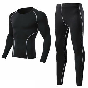 Men's Sports Compression Racing Set T-Shirt + Pants - Skin Tights Fitness Long Sleeve