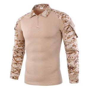 Field Combat Training Camo Long Sleeve Tactical Shirt Army Fans Shoot Train Camping Breathable