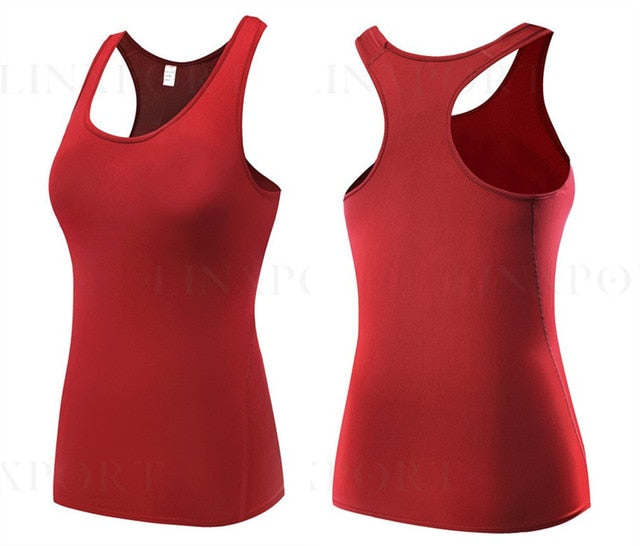 Women Yoga Sleeveless T-shirts Sports Fitness Base Layer Training