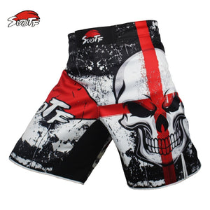 MMA black boxing skull motion picture cotton loose size training kickboxing shorts muay thai shorts