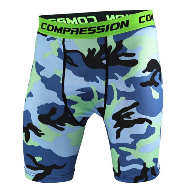 Mens Camouflage Tight shorts Running training compression Quick-dry short pants