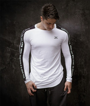 New Sport Shirt Men Fitness Running T Shirts Long Sleeve Sport Top Elastic Sportswear