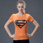 Women t-shirt bodys  marvel captain america/superman/batman/Spiderman compression t shirt girl fitness tights trainning