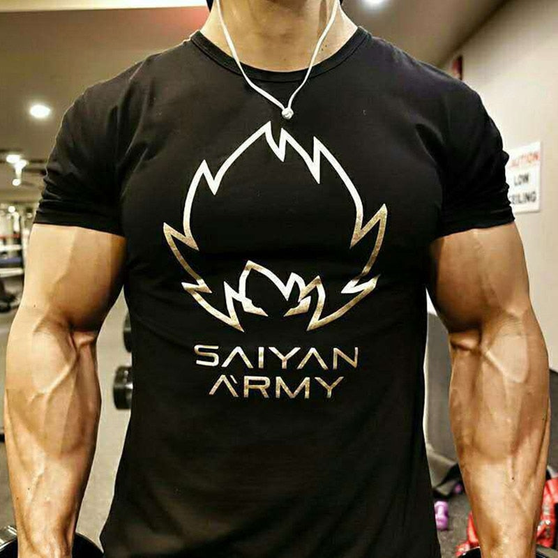 Men Running Breathable Cotton t shirt Gym Fitness Workout Training Short sleeve T-shirts