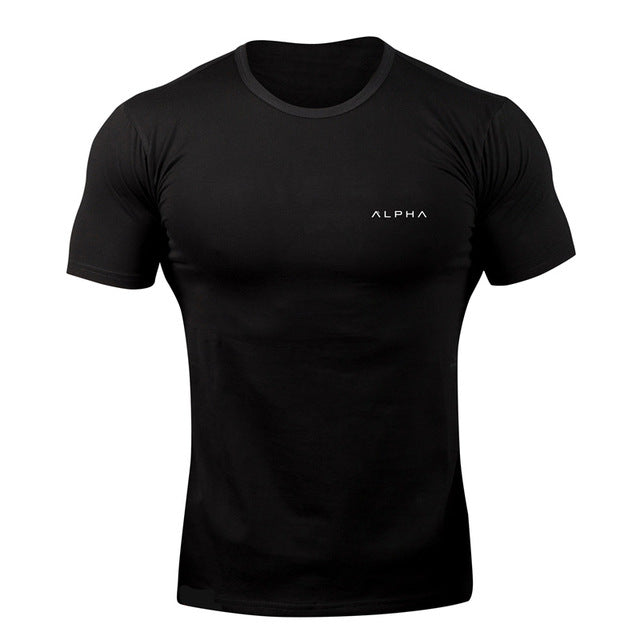 Men Running Breathable Cotton t shirt Gym Fitness Workout Training Short sleeve T-shirts