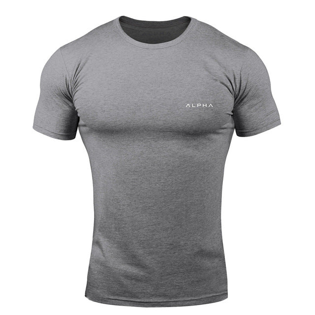 Men Running Breathable Cotton t shirt Gym Fitness Workout Training Short sleeve T-shirts