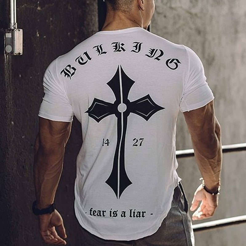 Mens Run Jogging Sports Cotton T-shirt Gym Fitness Bodybuilding