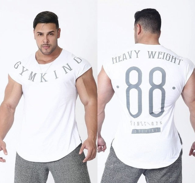 Mens Run Jogging Sports Cotton T-shirt Gym Fitness Bodybuilding