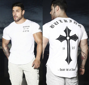 Mens Run Jogging Sports Cotton T-shirt Gym Fitness Bodybuilding