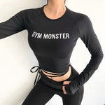 Solid Long Sleeve Yoga Crop Top Gym Shirts for Women Workout Shirts with thumb holes Fitness Running Sport