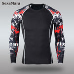 Mens Sport Running Set Compression T-Shirt + Pants Skin-Tight Long Sleeves Fitness MMA Training Clothes Gym Yoga Suits