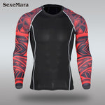 Mens Sport Running Set Compression T-Shirt + Pants Skin-Tight Long Sleeves Fitness MMA Training Clothes Gym Yoga Suits