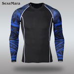 Mens Sport Running Set Compression T-Shirt + Pants Skin-Tight Long Sleeves Fitness MMA Training Clothes Gym Yoga Suits