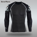 Mens Sport Running Set Compression T-Shirt + Pants Skin-Tight Long Sleeves Fitness MMA Training Clothes Gym Yoga Suits