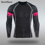 Mens Sport Running Set Compression T-Shirt + Pants Skin-Tight Long Sleeves Fitness MMA Training Clothes Gym Yoga Suits