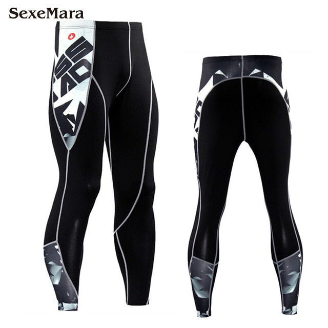 Mens Sport Running Set Compression T-Shirt + Pants Skin-Tight Long Sleeves Fitness MMA Training Clothes Gym Yoga Suits