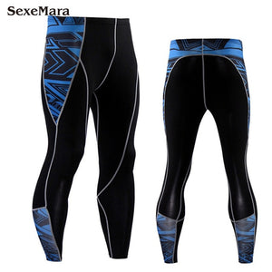 Mens Sport Running Set Compression T-Shirt + Pants Skin-Tight Long Sleeves Fitness MMA Training Clothes Gym Yoga Suits