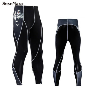 Mens Sport Running Set Compression T-Shirt + Pants Skin-Tight Long Sleeves Fitness MMA Training Clothes Gym Yoga Suits