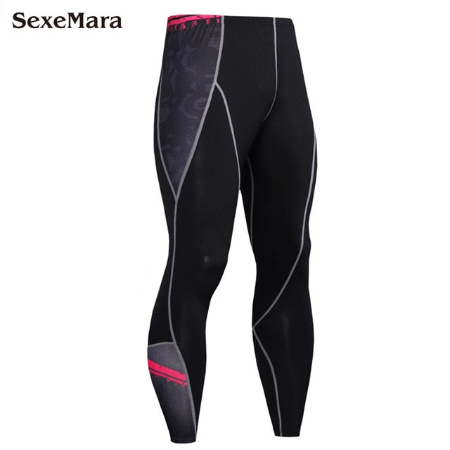 Mens Sport Running Set Compression T-Shirt + Pants Skin-Tight Long Sleeves Fitness MMA Training Clothes Gym Yoga Suits