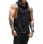 Hooded Vest Sport Shirt Men Sleeveless Running T Shirt Hoody Sportswear Fitness