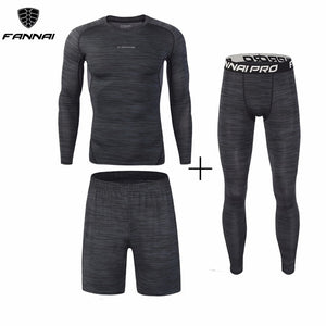 New Professional 3PCS Men's Compression Running Sportswear Basketball Training Fitness Jogging Tight T-Shirts+Pants+Shorts 3XL