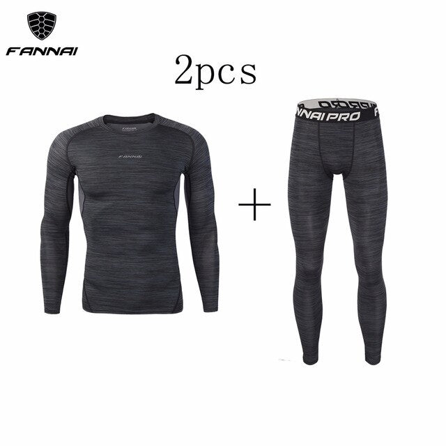 New Professional 3PCS Men's Compression Running Sportswear Basketball Training Fitness Jogging Tight T-Shirts+Pants+Shorts 3XL