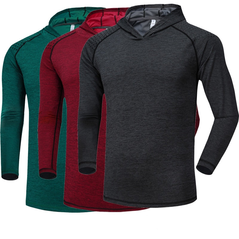 Men GYM Shirts Hoodie Fitness Sweatshirt Quick-dry Men's Clothing Long-sleeve Training T-Shirt Sports Running Shirts