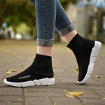 Light High Top New Breathable Flying Socks Shoes Women Sports Elastic Socks Sneakers