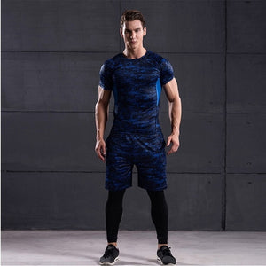 3pcs Sports Suits Men's Gym Clothes Running Trainning Compression Tights Set Fitness Workout