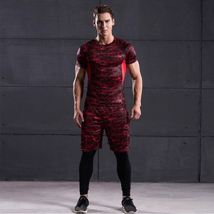 3pcs Sports Suits Men's Gym Clothes Running Trainning Compression Tights Set Fitness Workout