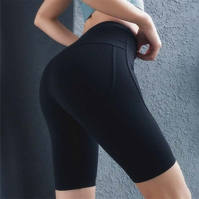 Women's Compression Training Tight Sports Short  Butt Lift Workout Yoga Shorts Mid-Length Sculpt Leggings