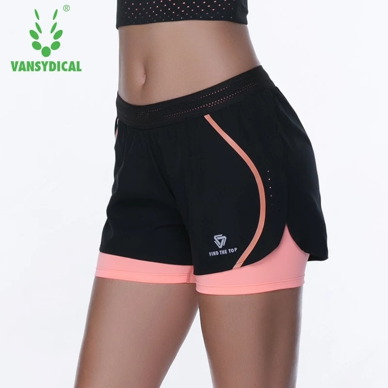 Women's 2 in 1 Sports Gym Yoga Shorts Quick Dry Fitness Running Shorts Training Exercise Workout Jogging Shorts With Lining