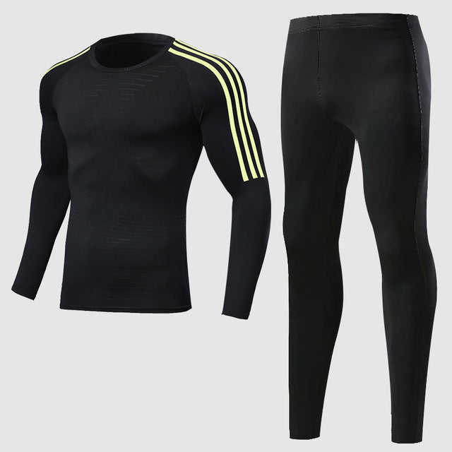 Men's Sports Compression Racing Set T-Shirt + Pants - Skin Tights Fitness Long Sleeve